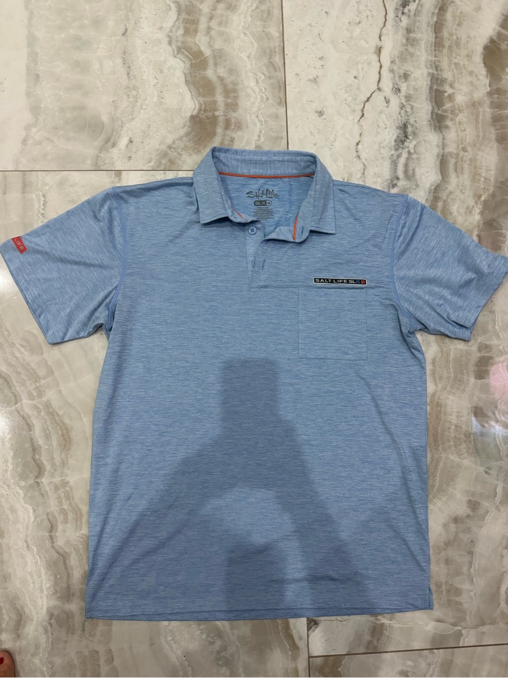 Salt Life Heathered Sky Blue Polo with Chest Pocket